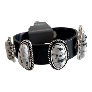 WHITE AGOURA Hills Black Snap Cuff Bracelet